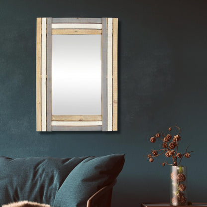 Rectangular Multicolored Wood Framed Mirror