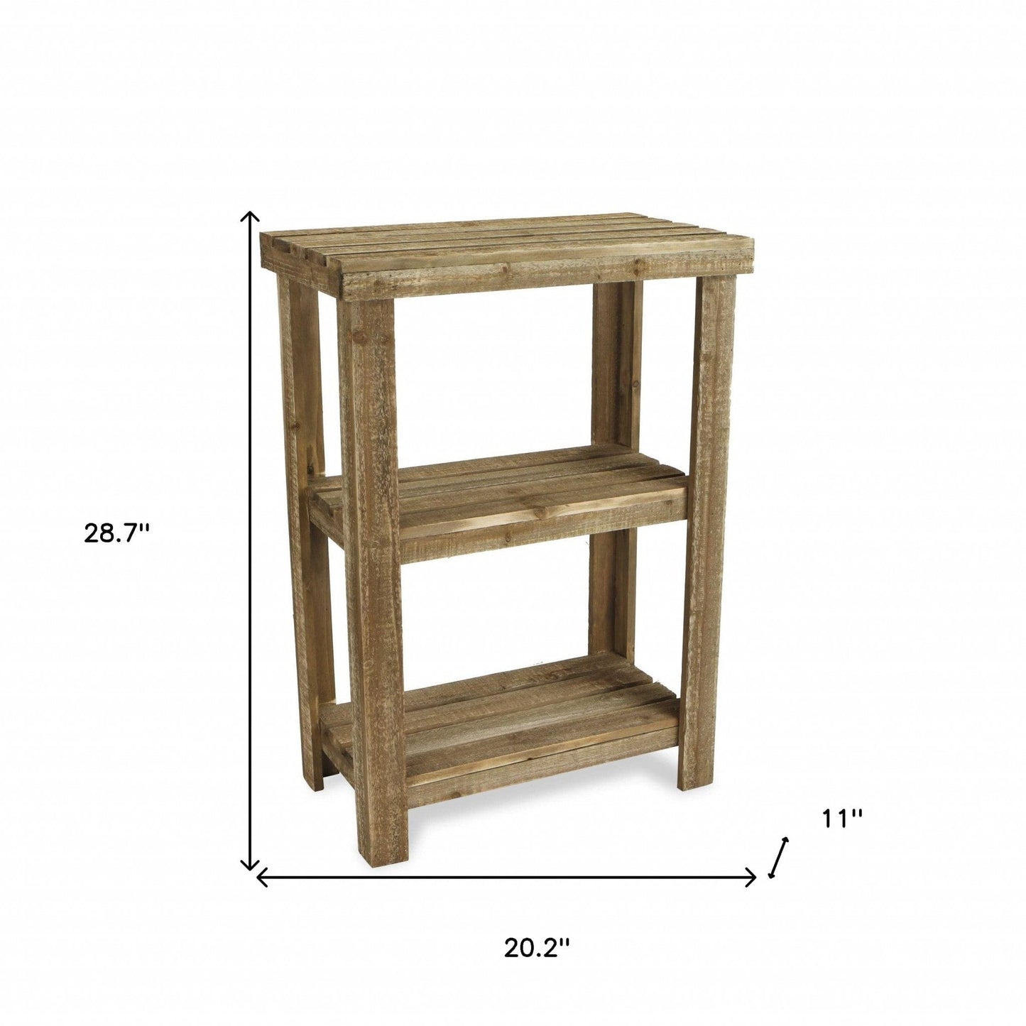 Rustic Natural Wood Finish 2 Shelf  Side Table