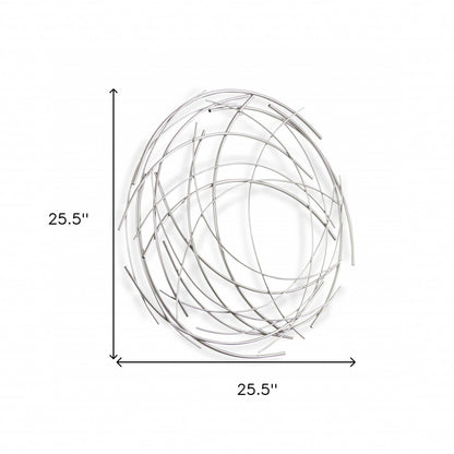 Silver Metal Abstract Round Hanging Wall Art Decor