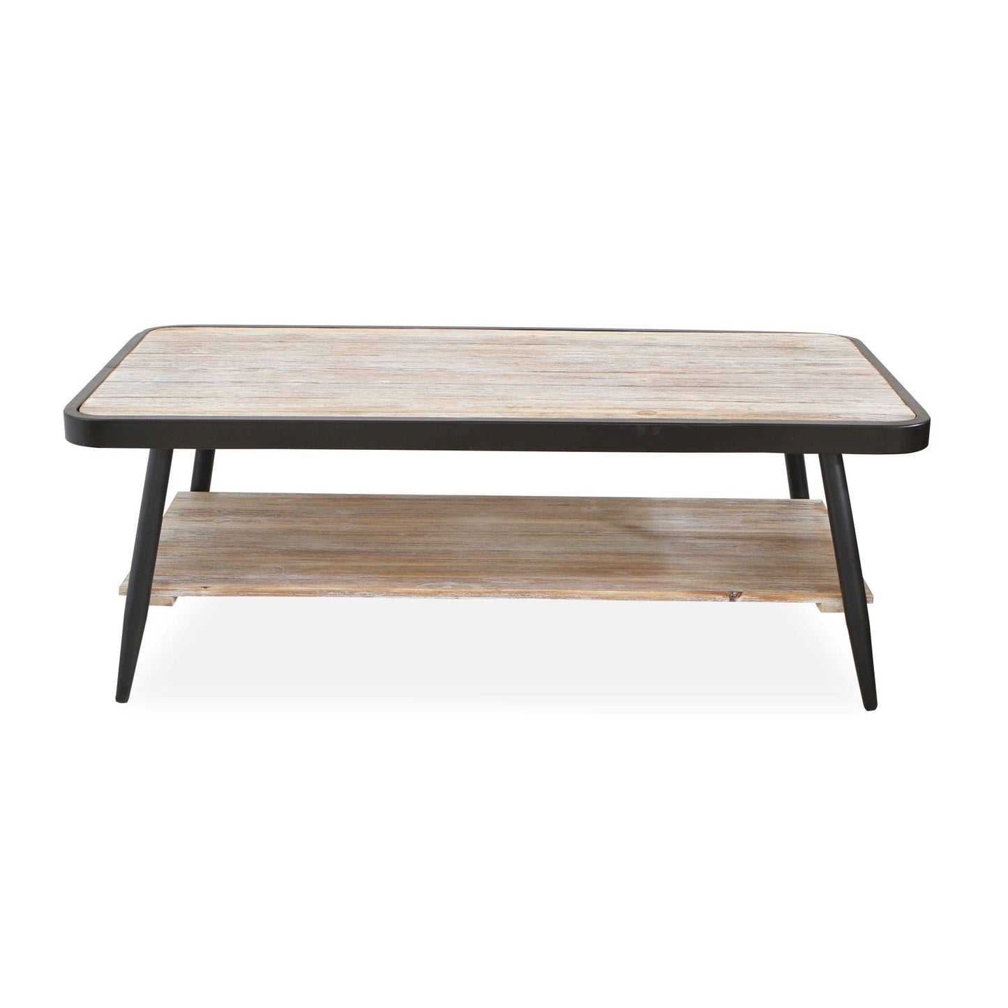 Industrial Style Distressed Whitewash And Gray Coffee Table