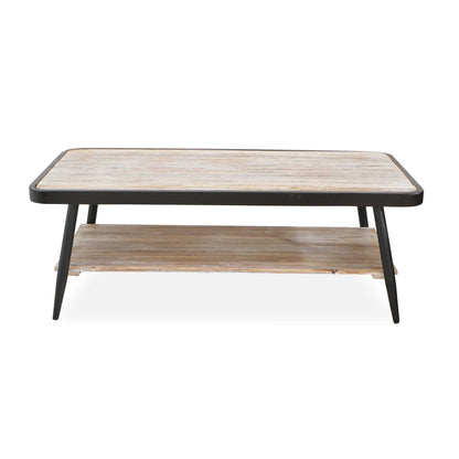 Industrial Style Distressed Whitewash And Gray Coffee Table