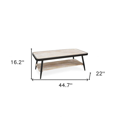 Industrial Style Distressed Whitewash And Gray Coffee Table