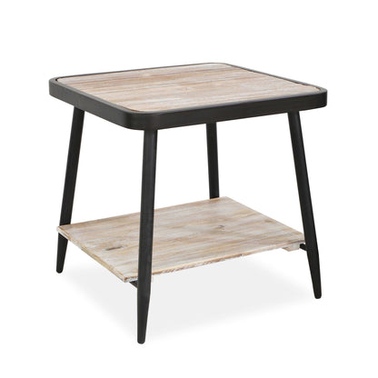 Industrial Style Square Whitewash And Gray Side Or End Table