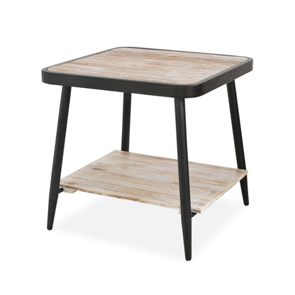 Industrial Style Square Whitewash And Gray Side Or End Table