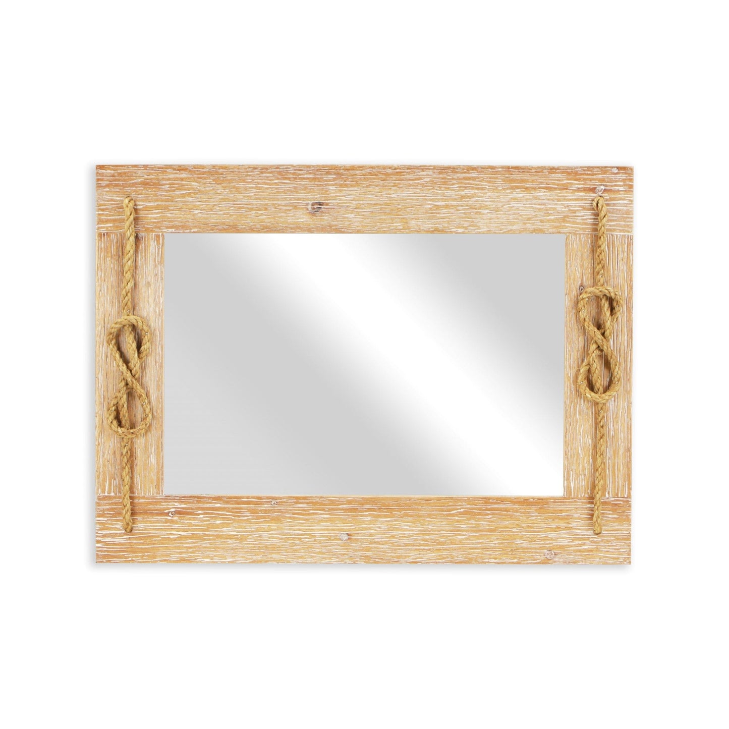 Brown Wood Finished Frame With Nautical Rope Accent Wall Mirror