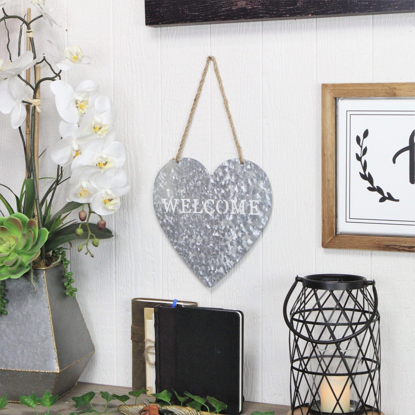 Welcome Gray Galvanized Metal Wall Art