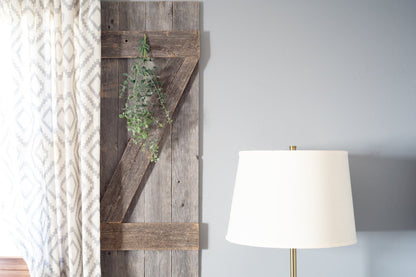 Set Of 2 Rustic Natural Weathered Grey Wood Window Shutters With Hanger