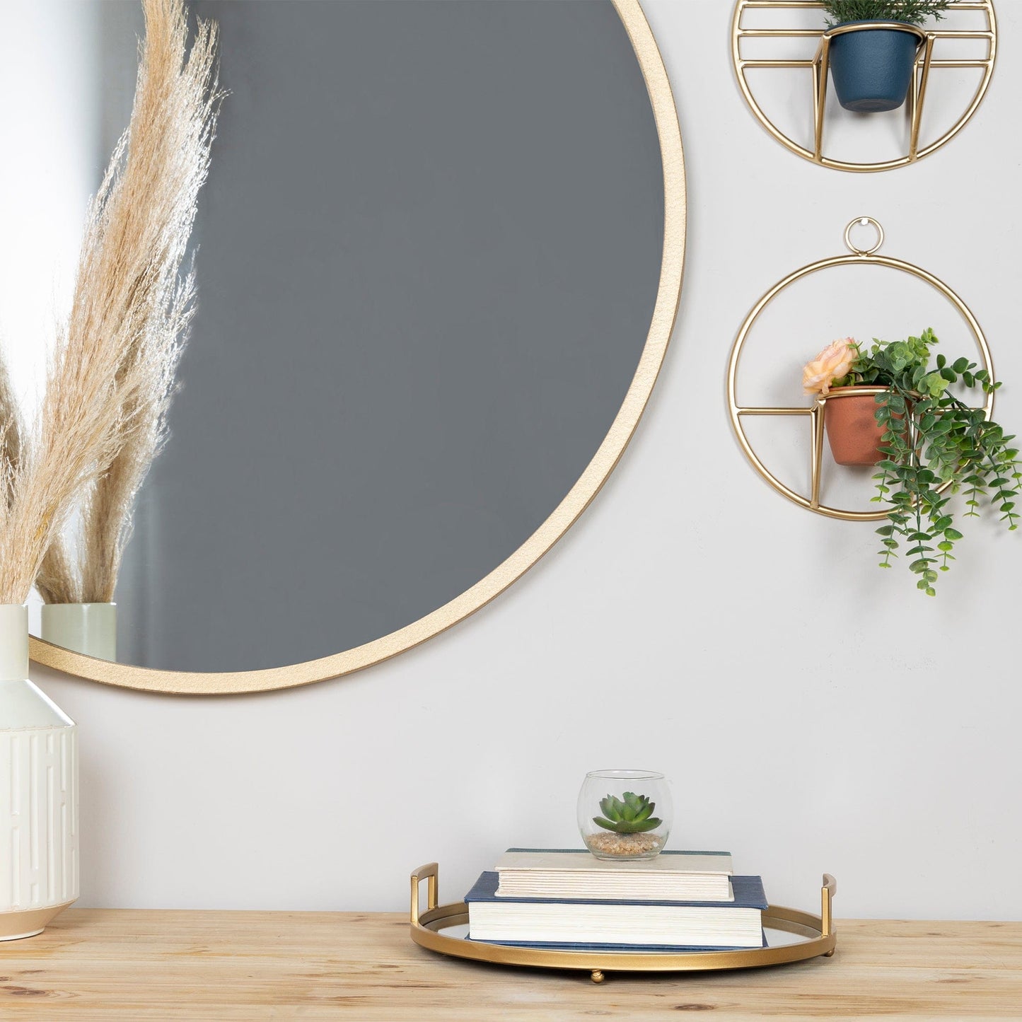 Set Of 2 Gold Circular Wall Planters