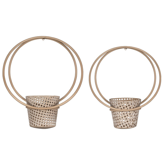 Set Of 2 Metallic Cane Wall Planters
