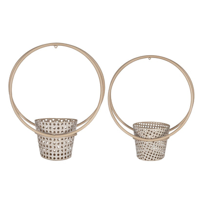 Set Of 2 Metallic Cane Wall Planters