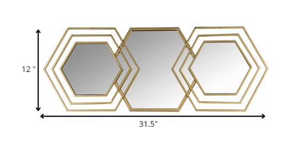 Gold Hexagon Trio Modern Wall Mirror