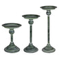 Set Of 3 Vintage Green Candle Holders