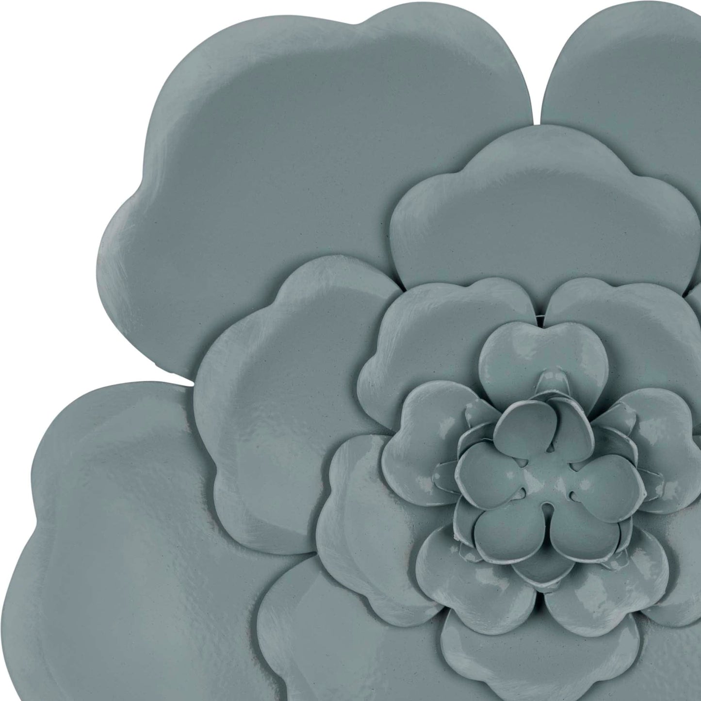 Set Of 3 Blue Metal Flowers Wall Decor