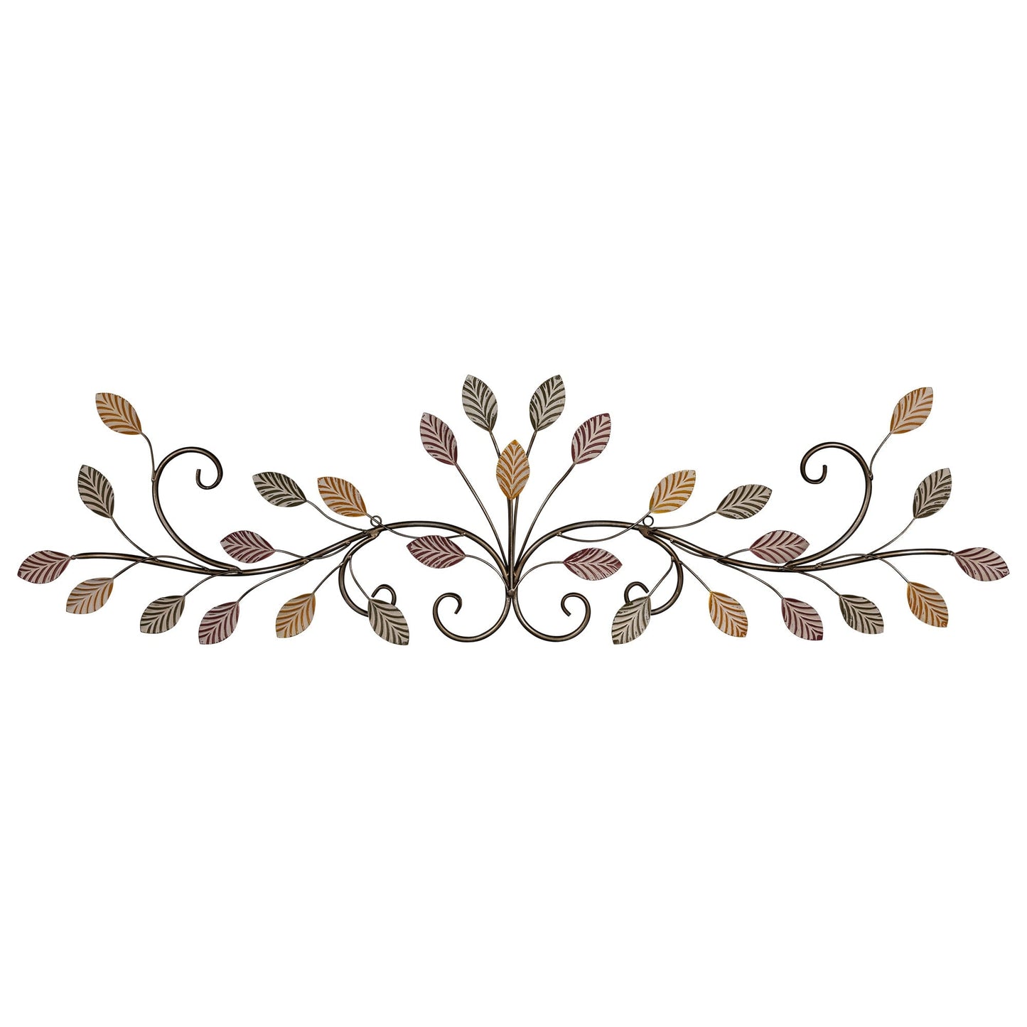 Warm Scrolling Metal Leaves Over Door Wall Decor