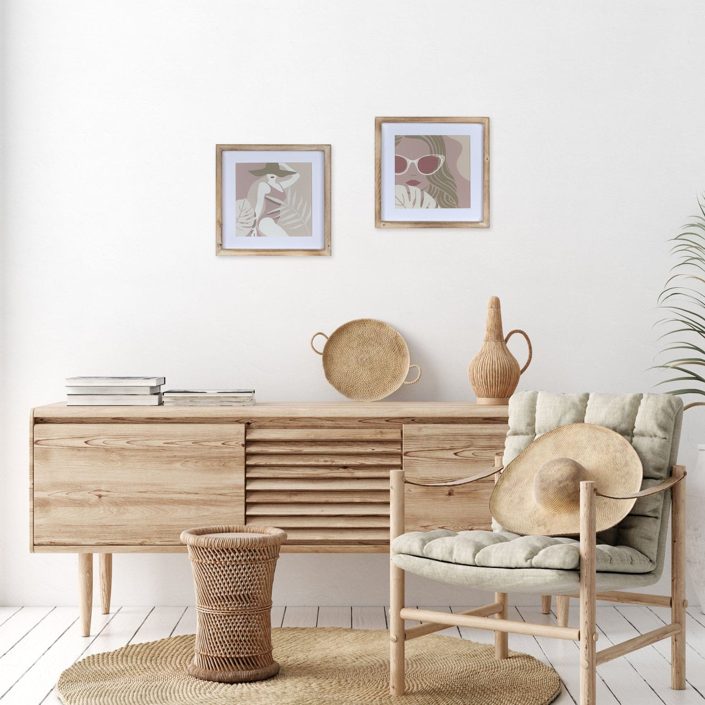 Pretty Lady With Hat Framed Wall Art