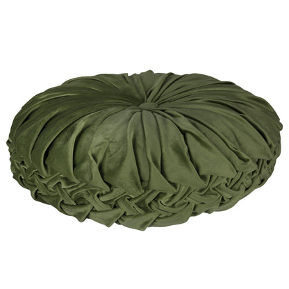 Green Round Tufted Velvet Pillow