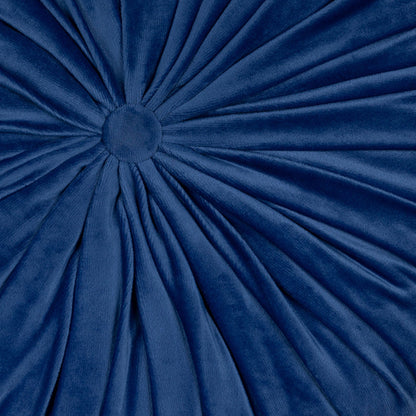 Blue Round Tufted Velvet Pillow