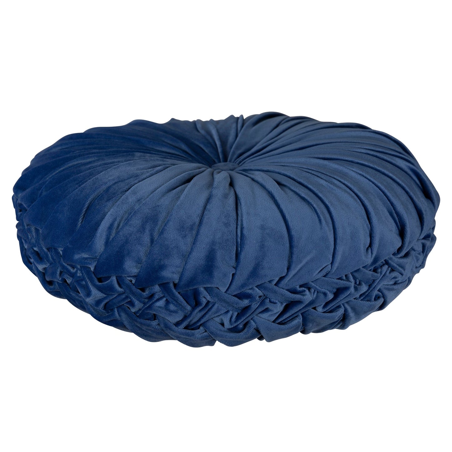 Blue Round Tufted Velvet Pillow
