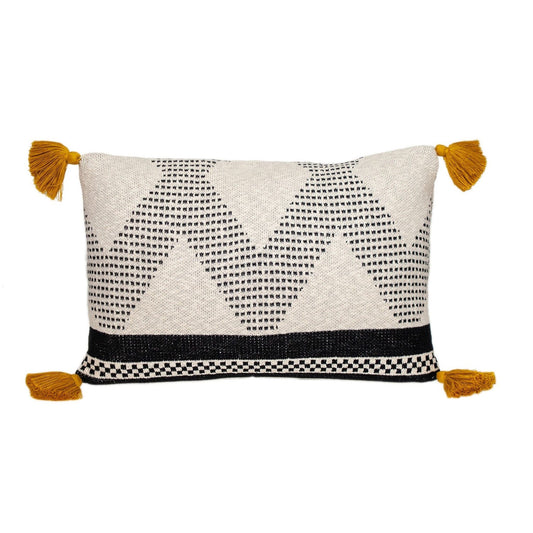 Beige And Black Knit Throw Pillow