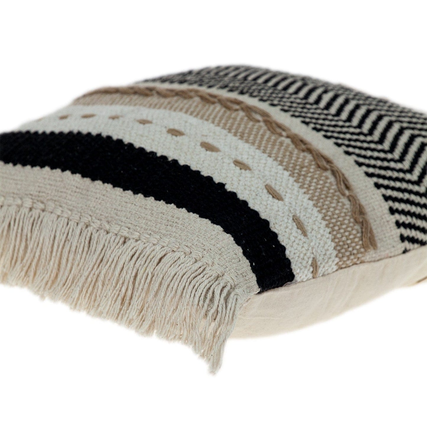 Black White And Tan Textured Pillow