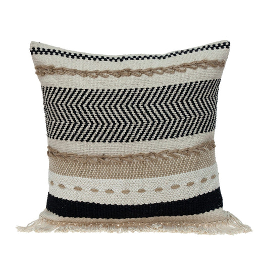 Black White And Tan Textured Pillow
