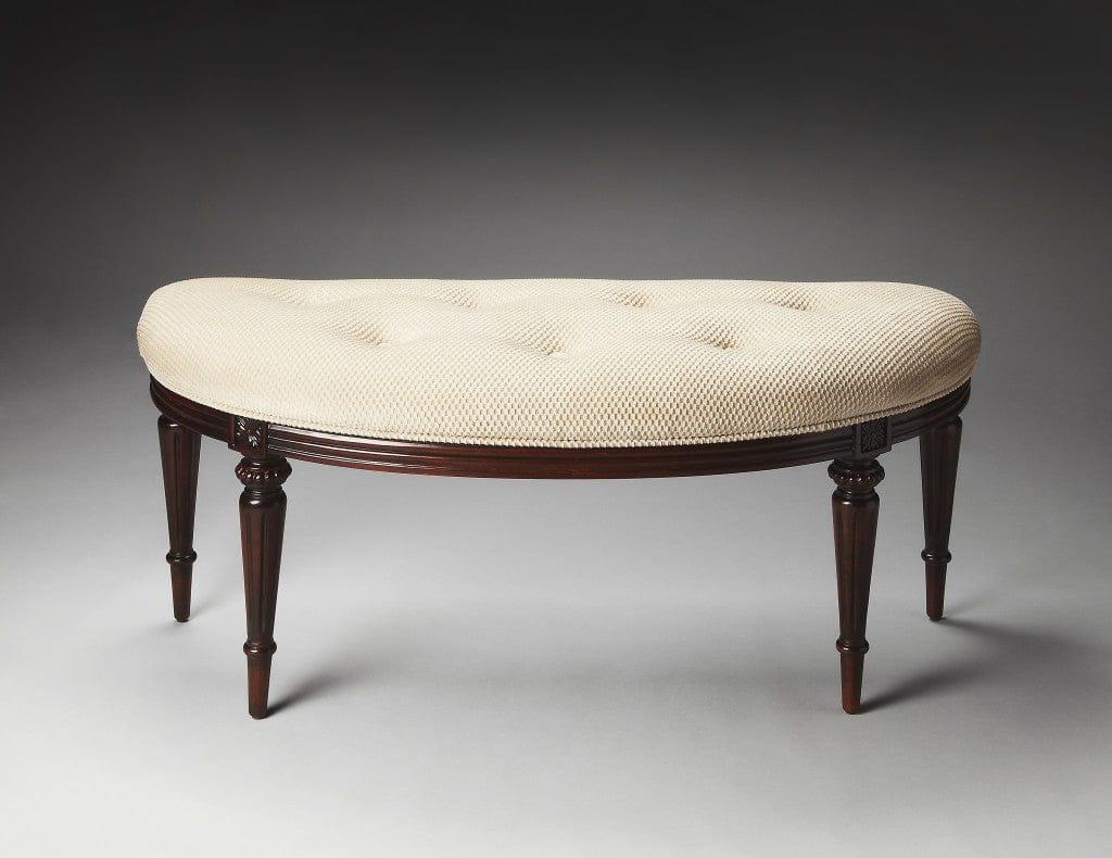 Classic Ivory And Dark Brown Crescent Shaped Bench