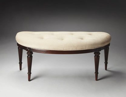 Classic Ivory And Dark Brown Crescent Shaped Bench