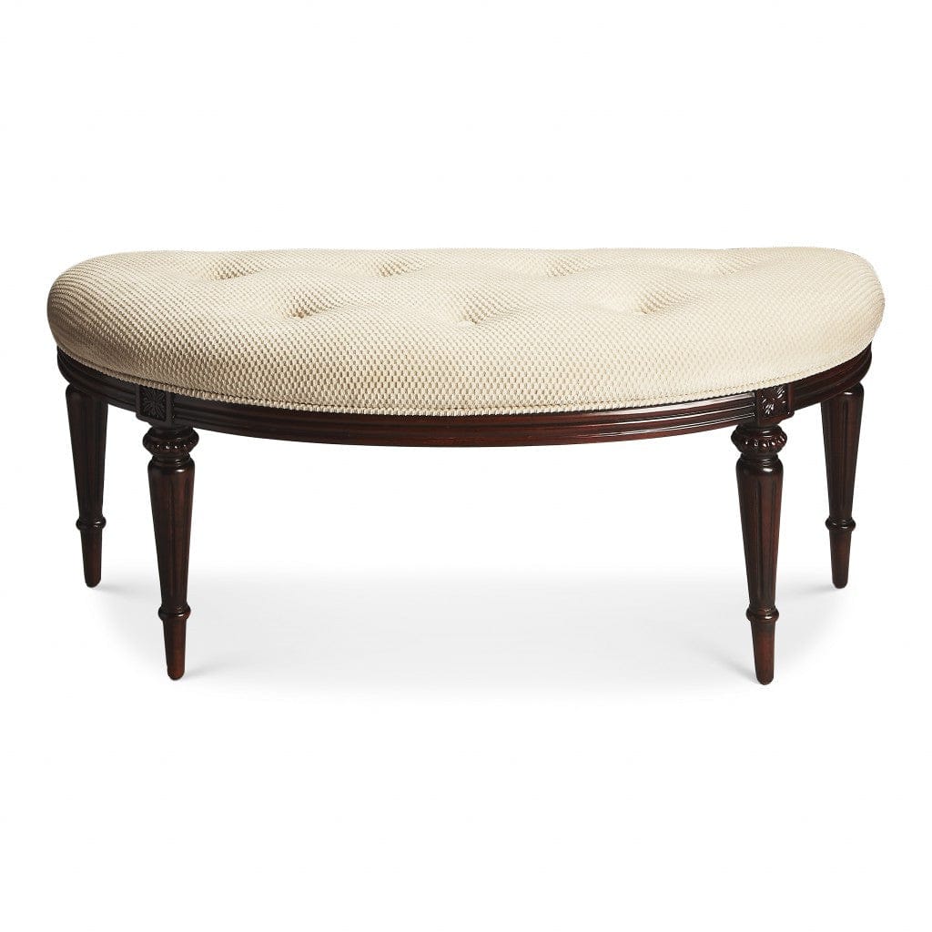 Classic Ivory And Dark Brown Crescent Shaped Bench