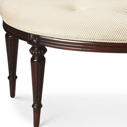 Classic Ivory And Dark Brown Crescent Shaped Bench