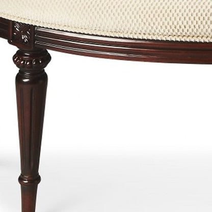 Classic Ivory And Dark Brown Crescent Shaped Bench