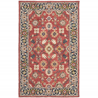 3'X8' Red And Blue Bohemian Area  Rug