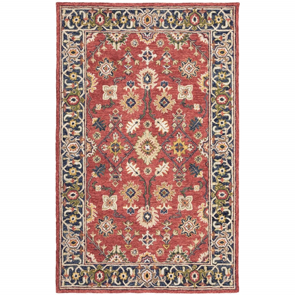 3'X8' Red And Blue Bohemian Area  Rug