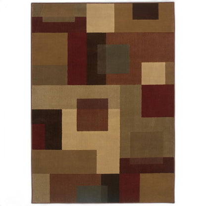 3'X4' Red And Tan Geometric Area Rug