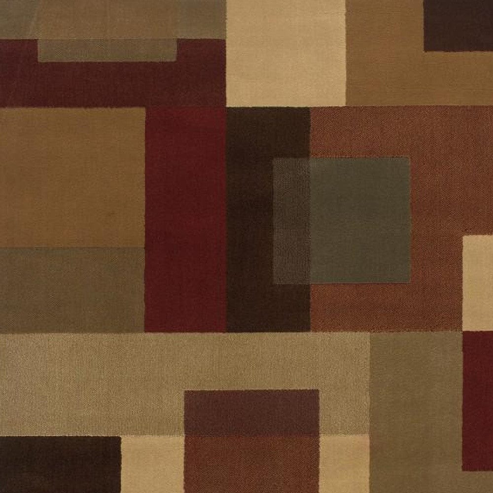 3'X4' Red And Tan Geometric Area Rug