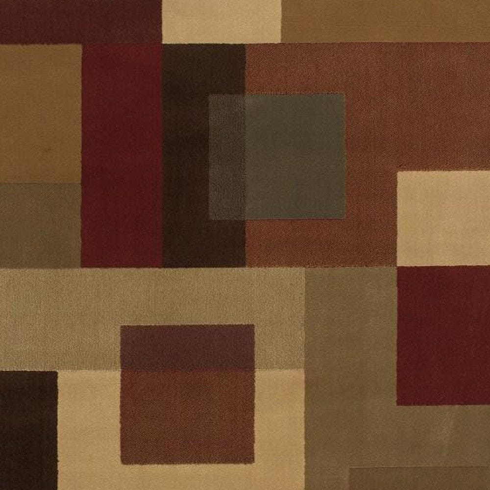 3'X4' Red And Tan Geometric Area Rug