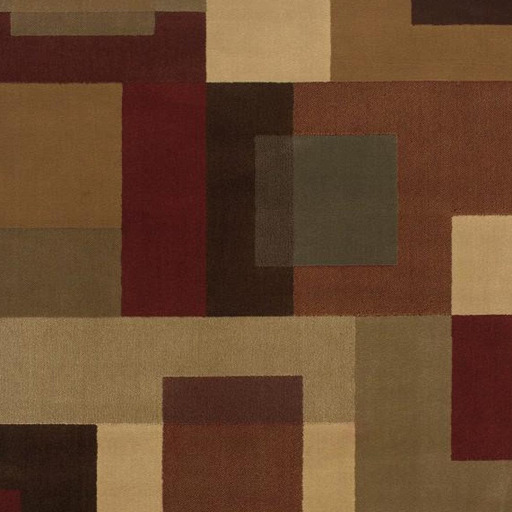 3'X4' Red And Tan Geometric Area Rug