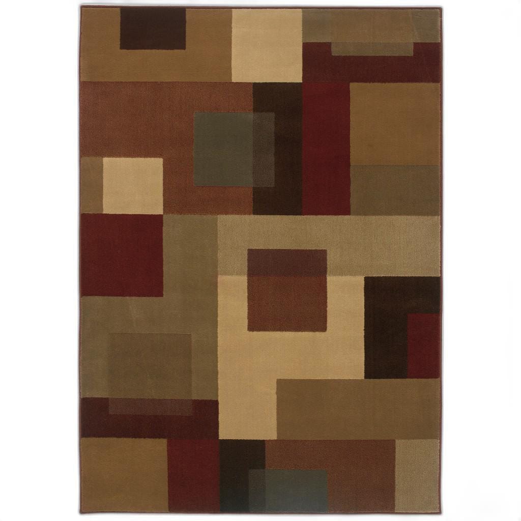 3'X4' Red And Tan Geometric Area Rug