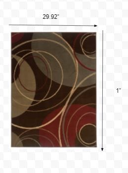 3'X4' Brown And Red Abstract  Area Rug