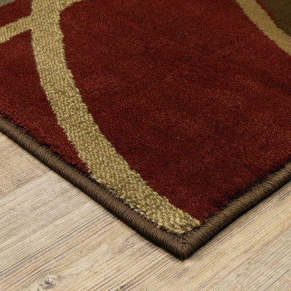 3'X4' Brown And Red Abstract  Area Rug