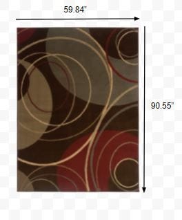 3'X4' Brown And Red Abstract  Area Rug