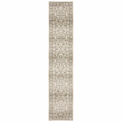 2'X3' Beige And Ivory Medallion Area Rug