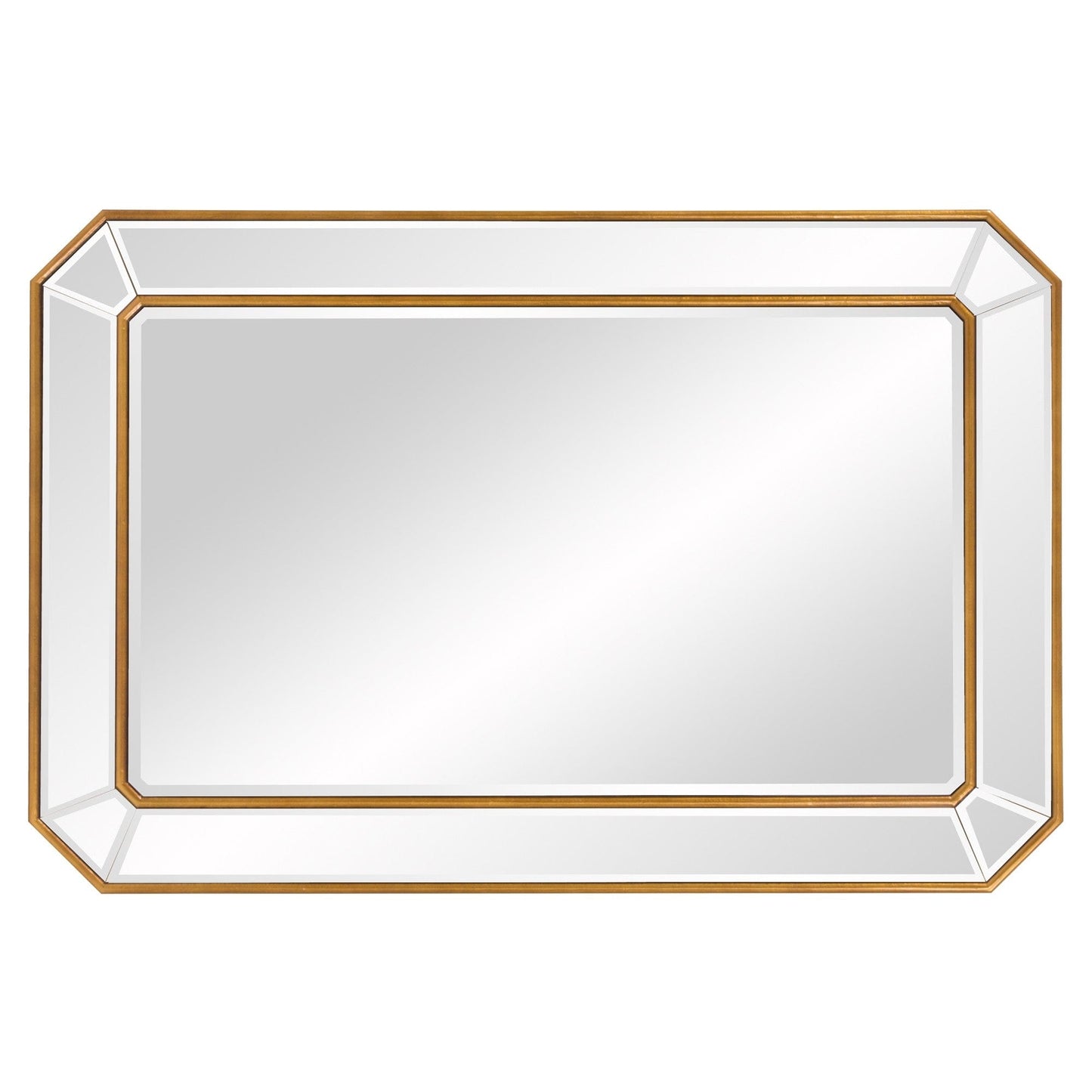 Recatngle Gold Leaf Mirror With Angled Corners Frame