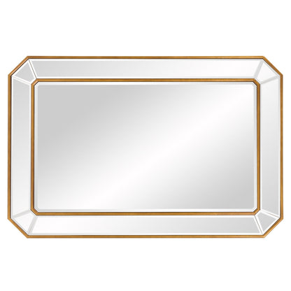 Recatngle Gold Leaf Mirror With Angled Corners Frame