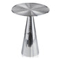 Round Metal Frame Silver Finshed And Cone Pedestal End Table