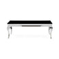 Silver Tone Black Glass Top Cocktail Table