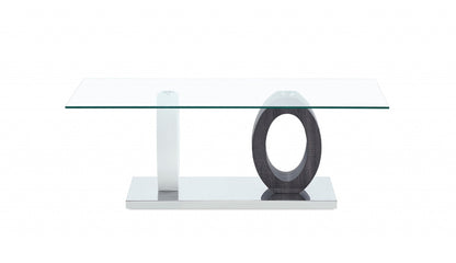White And Grey Glass Top Cocktail Table