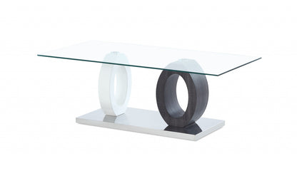 White And Grey Glass Top Cocktail Table