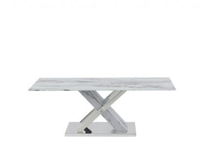 Elegant Marble Glass Top Coffee Table