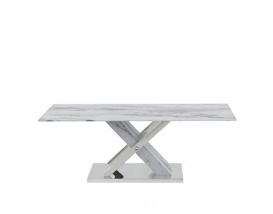 Elegant Marble Glass Top Coffee Table