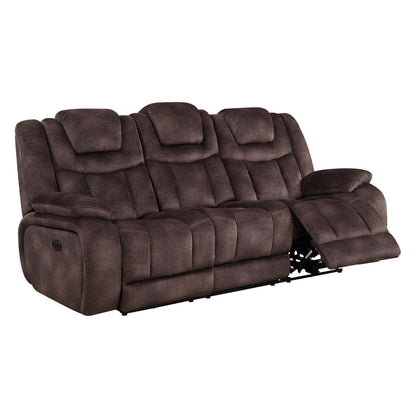 Chocolate Power Reclining Sofa With Adjustable Power Headrest  Reading Lights And Usb Port